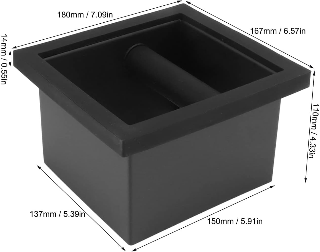 Espresso Coffee Ground Knock Box Chute, Desktop Waste Bucket Stainless Steel Rubber Bottomless Espresso Chute Knocking Residue Box for Home Cafe Restaurant Countertop