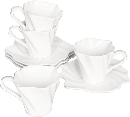 4.25 oz Espresso cups set of 4 | Italian style espresso cups and saucers | Porcelain espresso cup set | Espresso mugs | Demi tasse cups | Espresso cups and saucers|tea cup and saucer