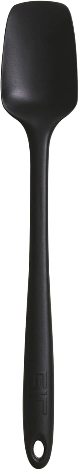 GIR: Get It Right Seamless Spoonula - Non-Stick Heat Resistant Silicone Scraper Spatula - Skinny Design for Mixing, Serving, Scraping, and Stirring - 11 In, Black