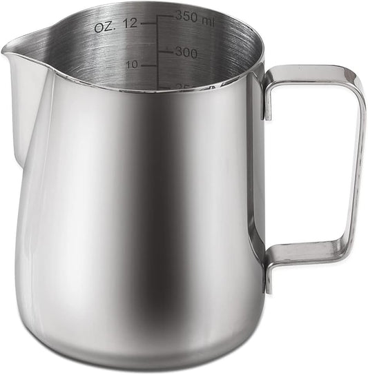 homEdge Espresso Steaming Pitchers 12 OZ / 350ml, Stainless Steel Frothing Pitcher with Measurement Scale