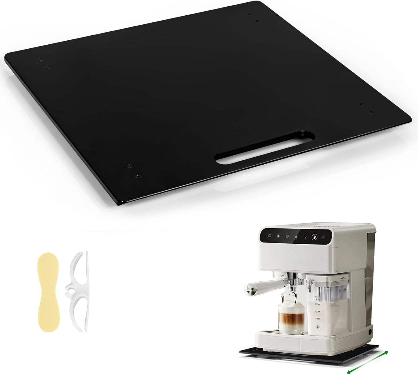 Appliance Sliders for Kitchen Appliances Sliding Tray for Coffee Maker, Espresso Machines, Mixers Sturdy Kitchen Aid Sliders for Mixer -Duty Equipment with Rubber Wheels - 13" x 14" (Black