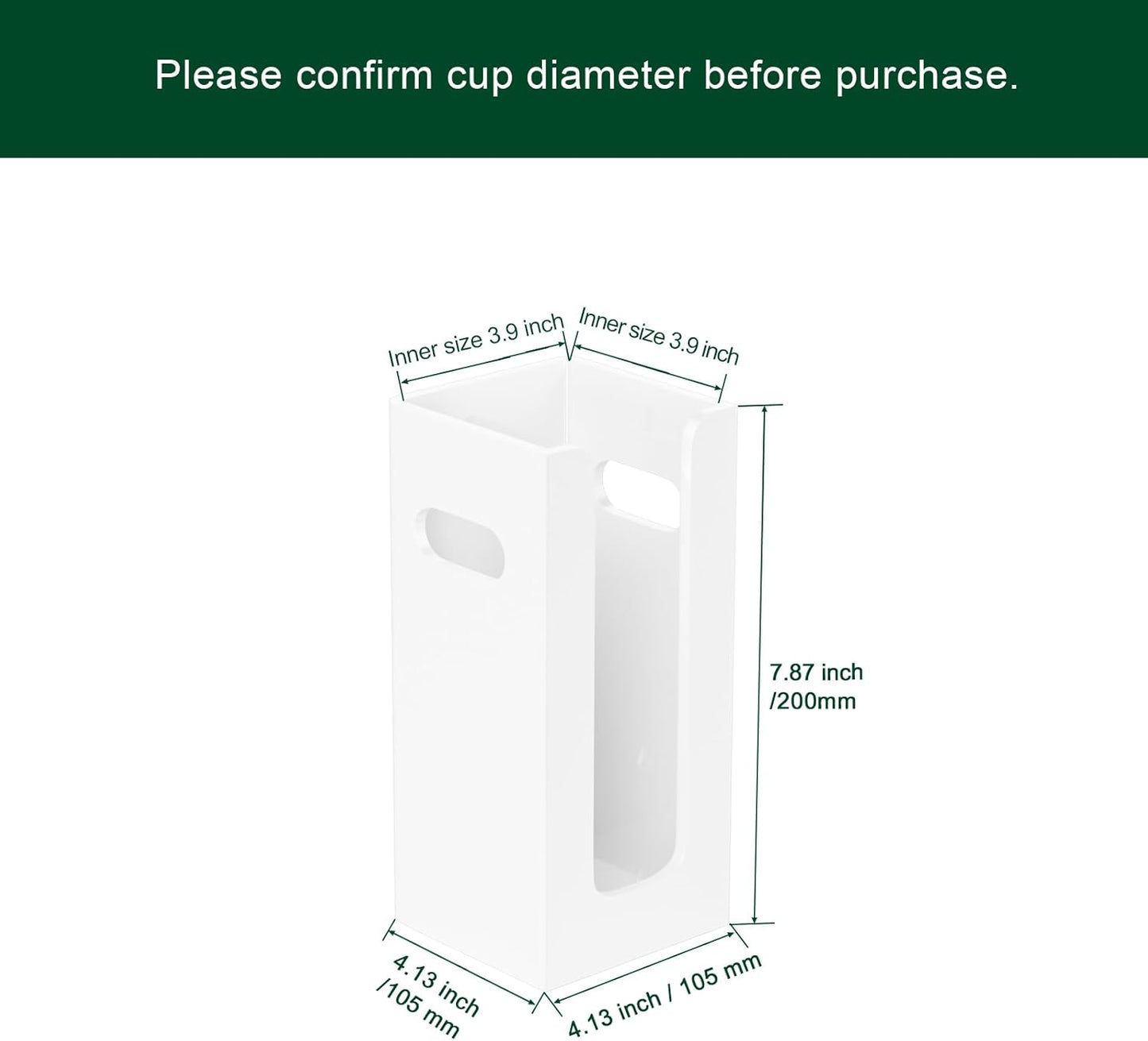 Disposable Coffee Cup Dispenser with Handles, Countertop or Wall Mount Hot/Cold Drink Cup and Lid Holder - Bathroom/Kitchen/Office Acrylic Cup Lid Storage Organizer (1 Compartment, White)