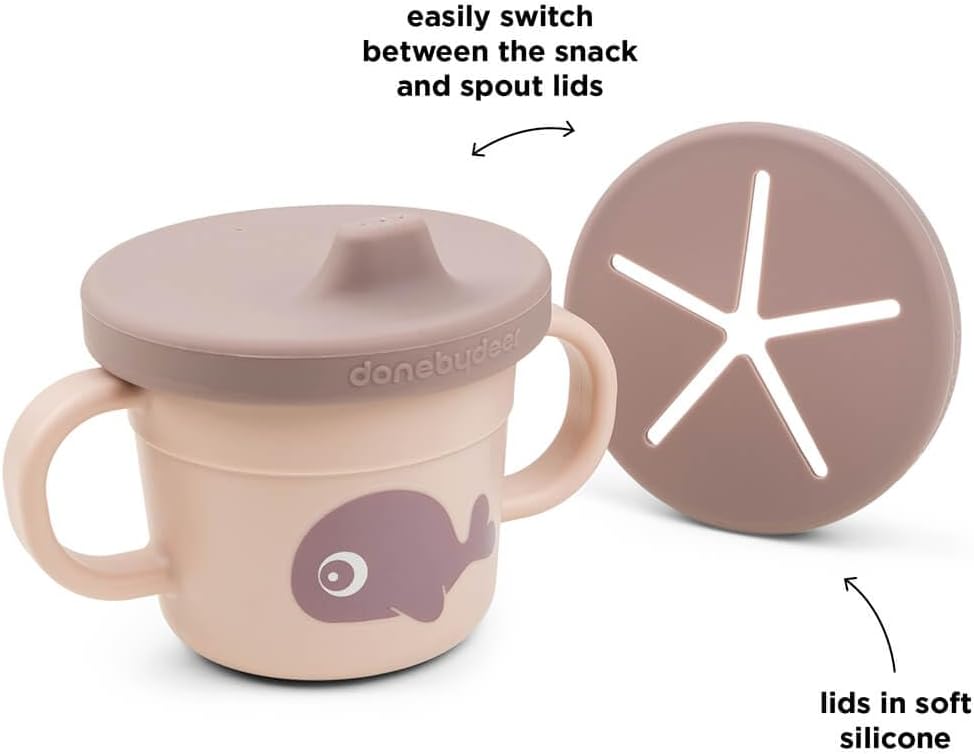 Done by Deer Foodie Spout & Snack Cup Wally Powder – Spill-Proof Toddler Cup for Snacks and Drinks – Travel-Friendly, Easy to Clean, Perfect for 6-Month-Olds