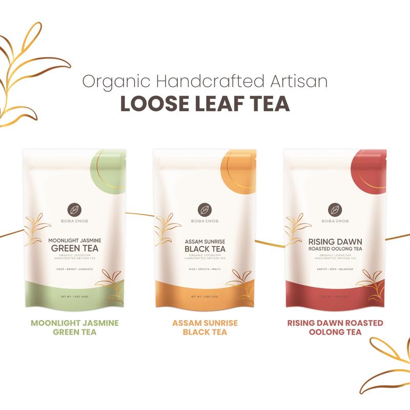 Boba Snob Boba Tea Making Kit, Bubble Tea Kit with Boba Gift Set, Boba Tea Maker Kit with Premium Loose Leaf Teas, Tumbler, Two Stainless Steel Boba Straws, Teaspoon, and Tapioca Boba Pearls (Medium)