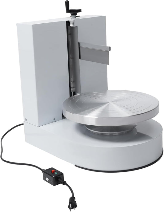 Birthday Cake Cream Smooth Coating Decoration Machine 110-220V, Cake Cream Spreading Machine Applicable 4-12in Cake, 60-320rpm Adjustable Cake Decorating Machine for Cake Shops, Dessert Shops (White)