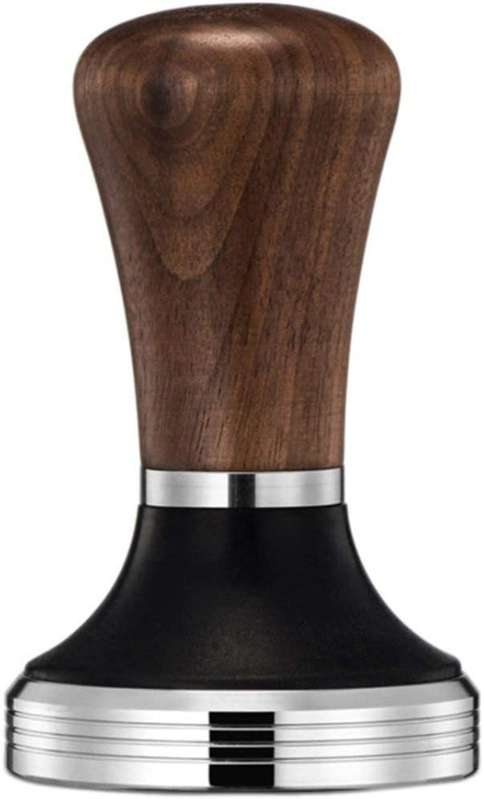 Diguo Elegance Wooden Coffee Tamper for 51mm Portafilter. Stainless Steel Flat with Height Adjustable Wooden Handle