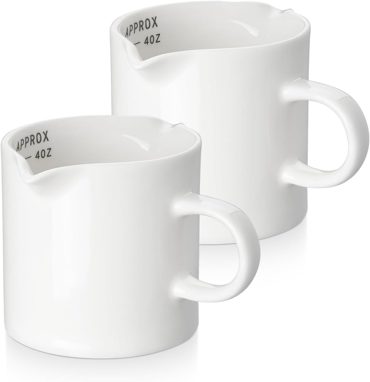 Espresso Cups, 5 OZ Ceramic Double Spouts Cups, Espresso Shot Cup with Handle and Measuring, Small Coffee Mugs Accessories for Espresso Machine Set Suitable for Milk Syrup