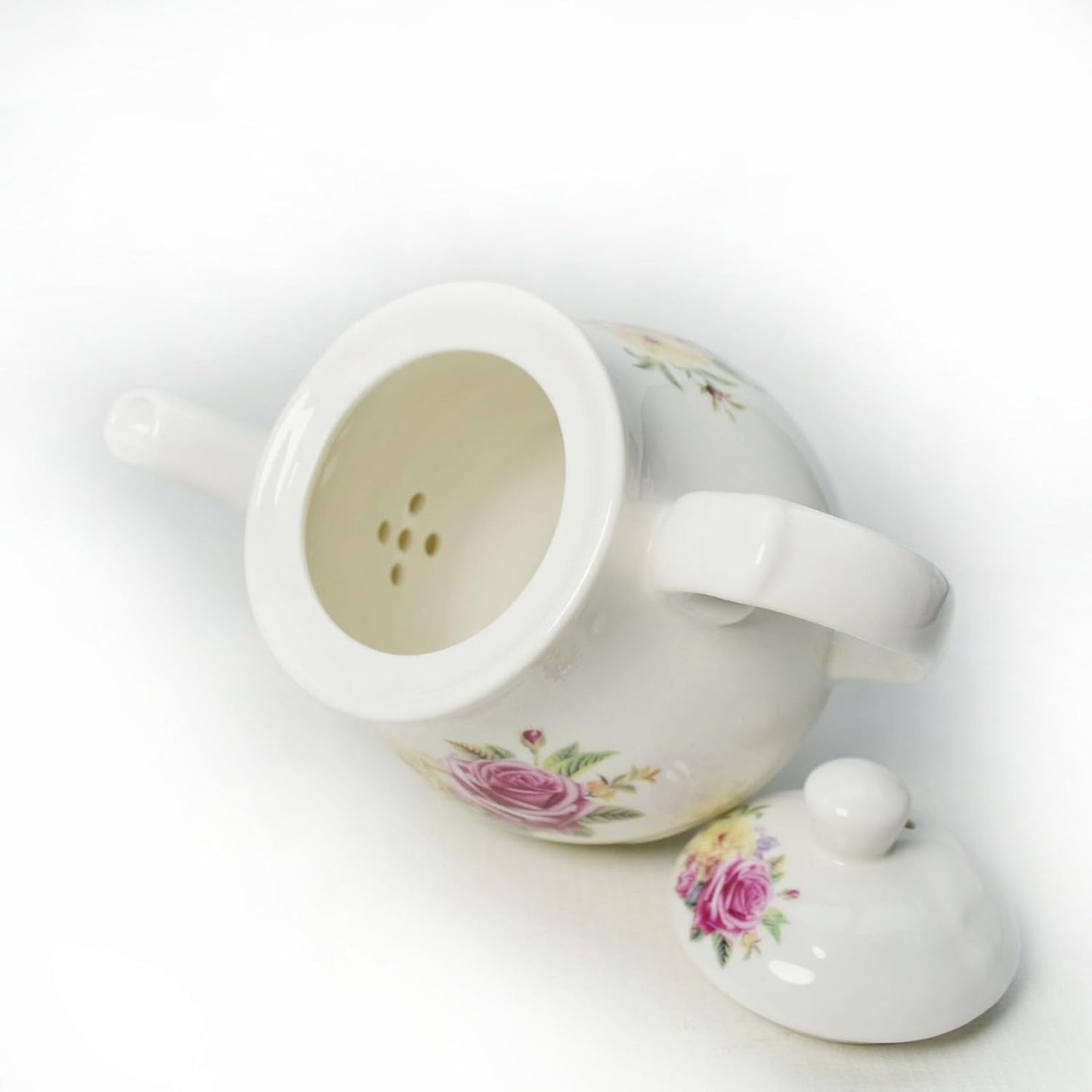 European Style Porcelain Teapot, Coffee Tea Water Pot Vintage Ceramic Kettle (14oz)
