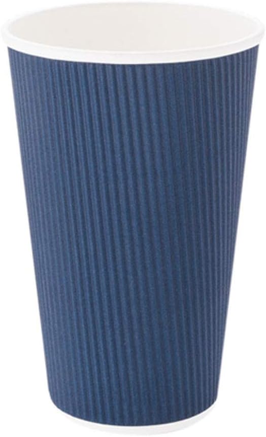 Restaurantware 16 Ounce Ripple Wall Disposable Coffee Cups, 500 Insulated Midnight Blue Paper Tumblers with Rolled Rim Design, Lids Sold Separately for Hot Drinks like Tea, Hot Chocolate and More