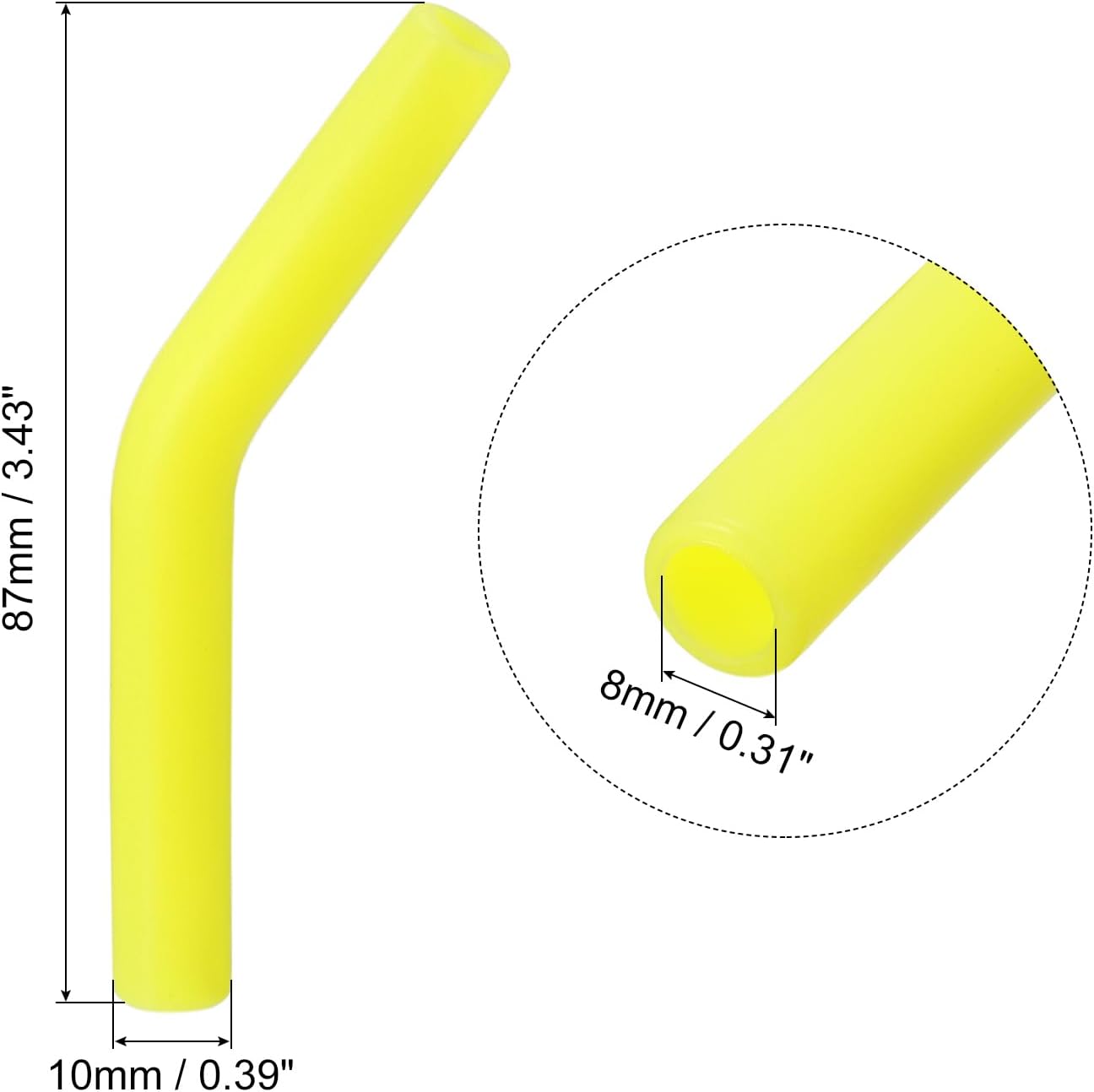 uxcell 12pcs Silicone Straw Tips, Silicone Straw Elbows Tip, Soft Reusable Metal Straw Covers Fit for 8mm/0.31" OD Stainless Steel Straws, Yellow