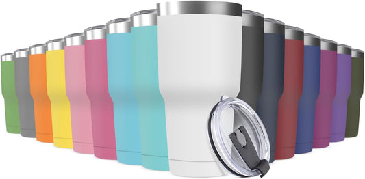 30oz Stainless Steel Travel Mug with Lid, 16 Pack Double Wall Vacuum Insulated Bulk Tumbler, Powder Coated Coffee Cup Suitable for Vehicle Cup Holders (Assorted Colors)