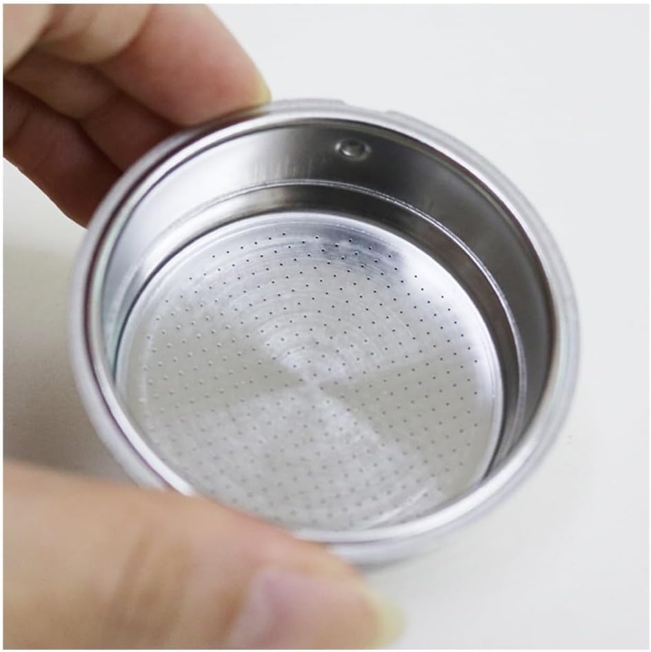 51mm Stainless Steel Coffee Filter Double Layer Filter Basket Stainless Steel Portafilter Basket Espresso Handle Compatible for Portafilter Coffee Machine(Double Cup)