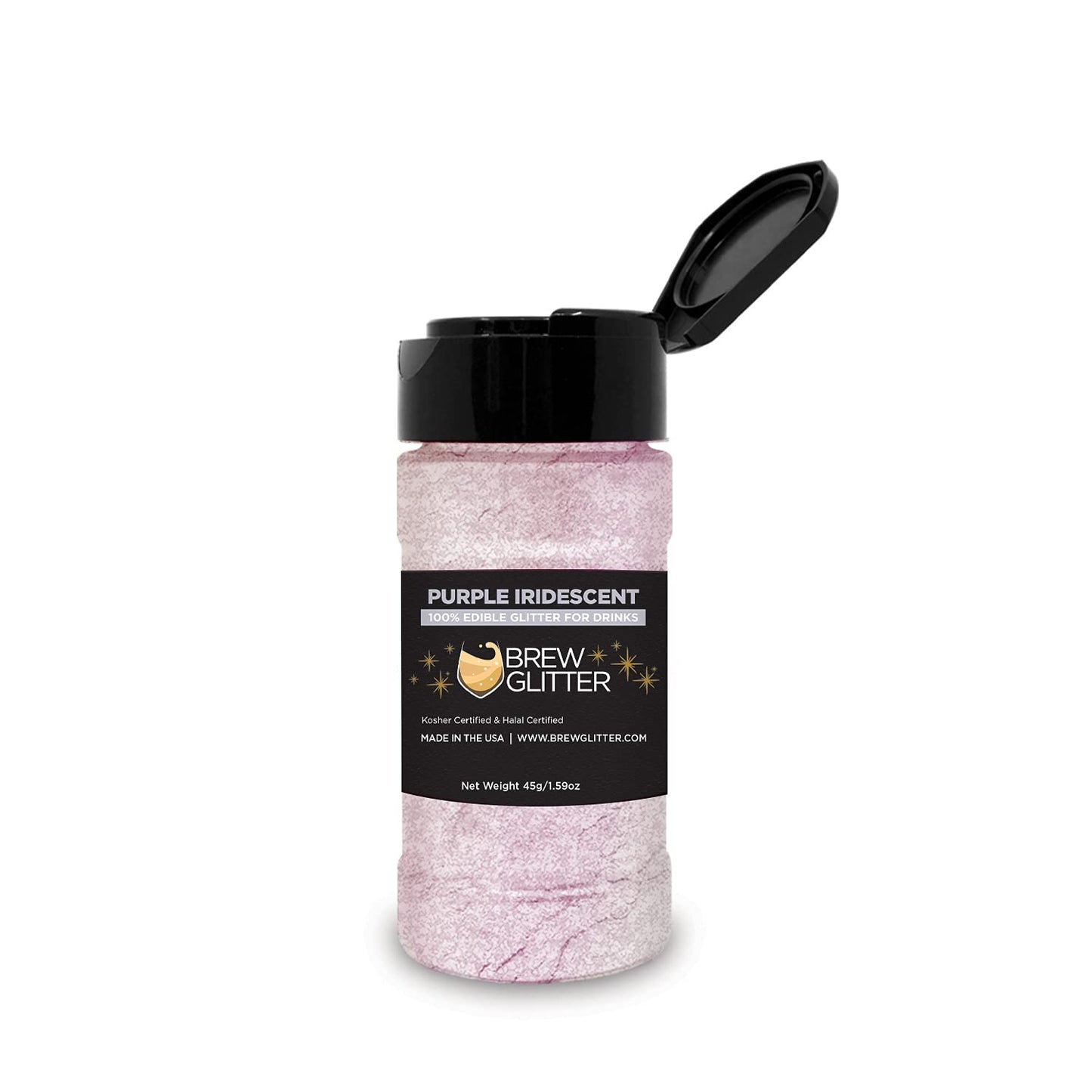 Brew Glitter - Purple Iridescent (45g Shaker 1x Jar) | Color Changing Edible Glitter for Drinks, Cocktails, Beer, Garnish & Beverages