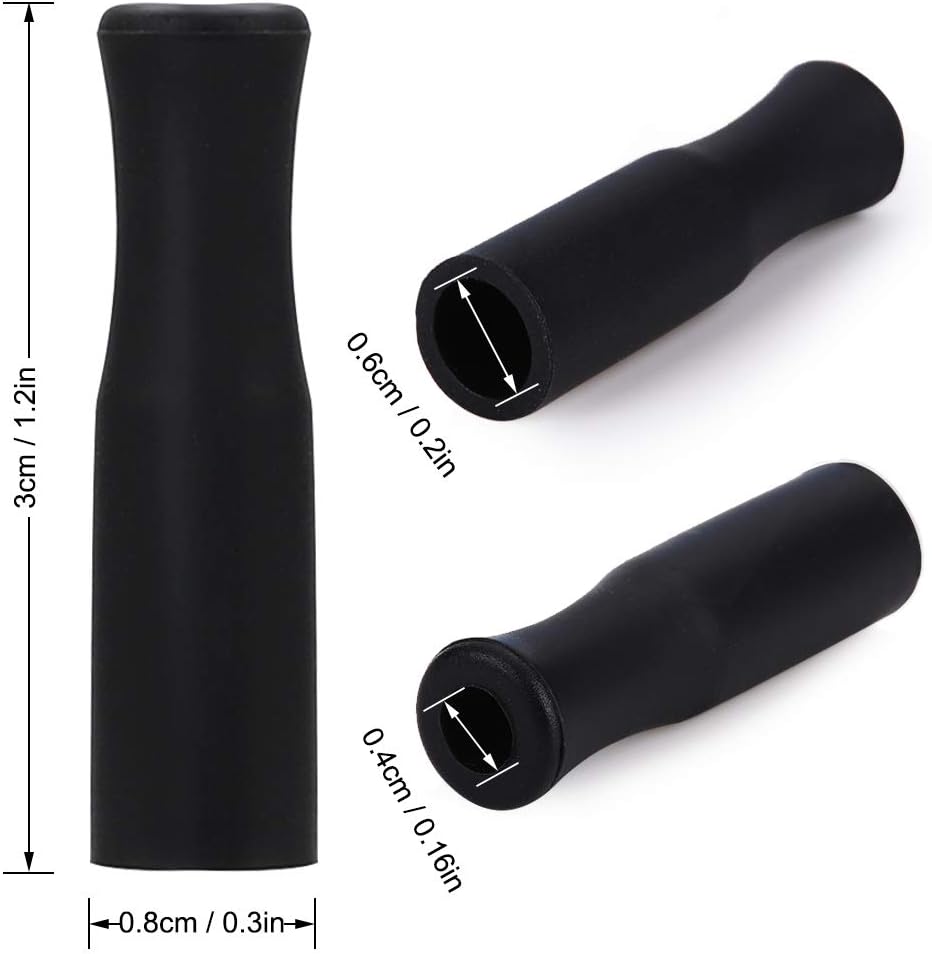 Accmor 22 Pcs Reusable Silicone Straws Tips, Black Clear Food Grade Straw Tip Covers Only Fit for 1/4 Inch Wide(6MM Out diameter) Stainless Steel Straws