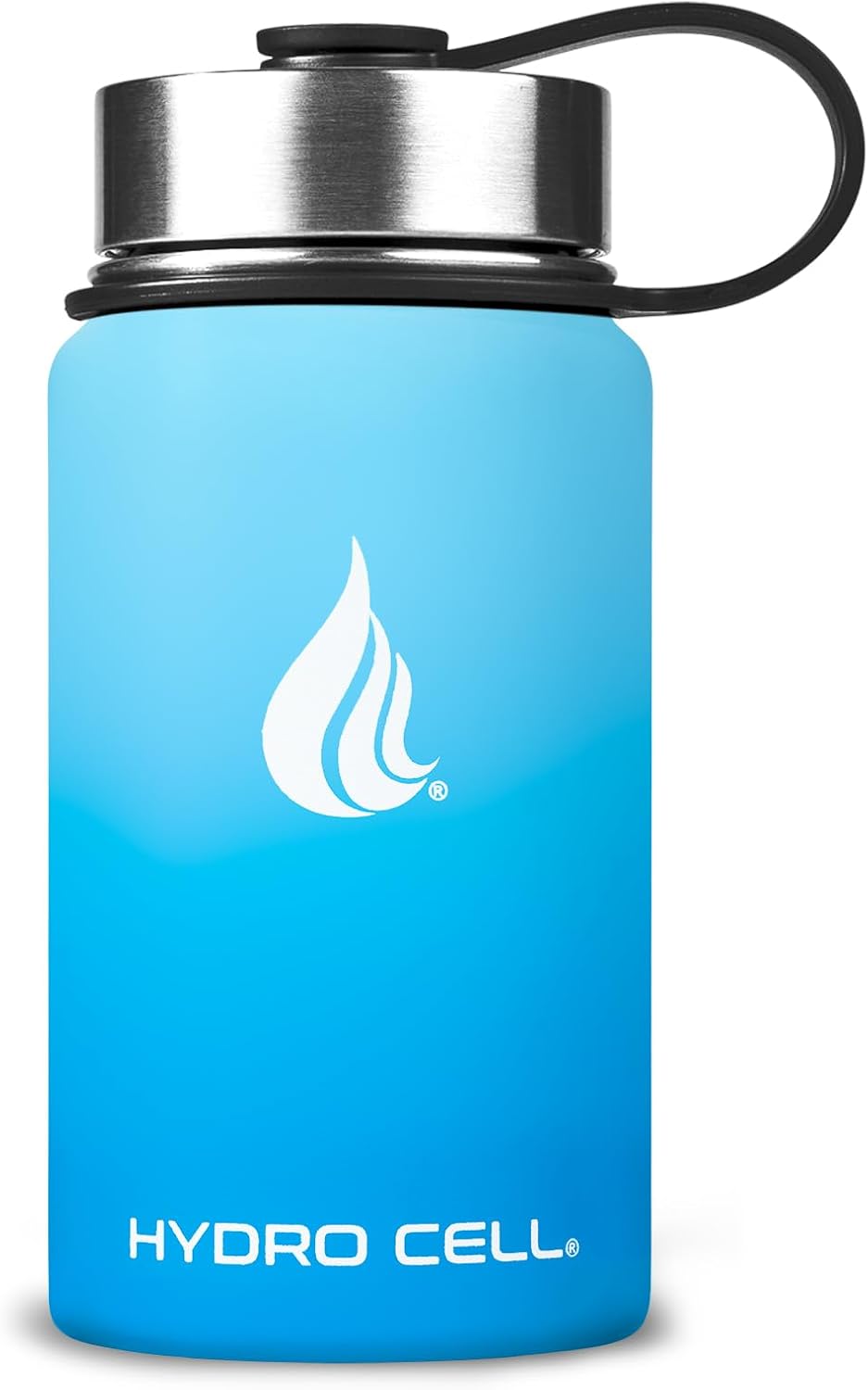 HYDRO CELL Stainless Steel Insulated Water Bottle with Straw - For Cold & Hot Drinks - Metal Vacuum Flask with Screw Cap and Modern Leakproof Sport Thermos for Adults (Sky/Blue 14oz)