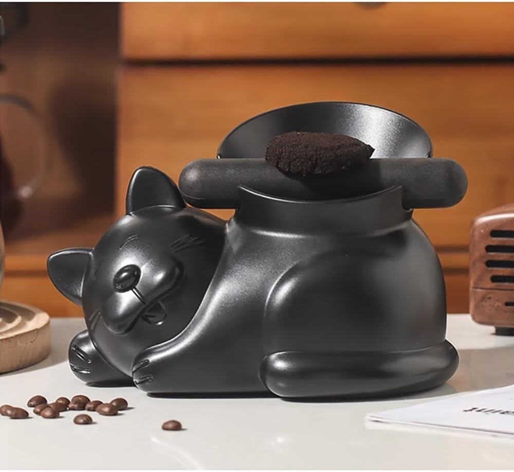 Cute Cat Coffee Knock Box Espresso Machine Accessories Small Coffee Dump Bin for Home and Office (Only a Knock Box)