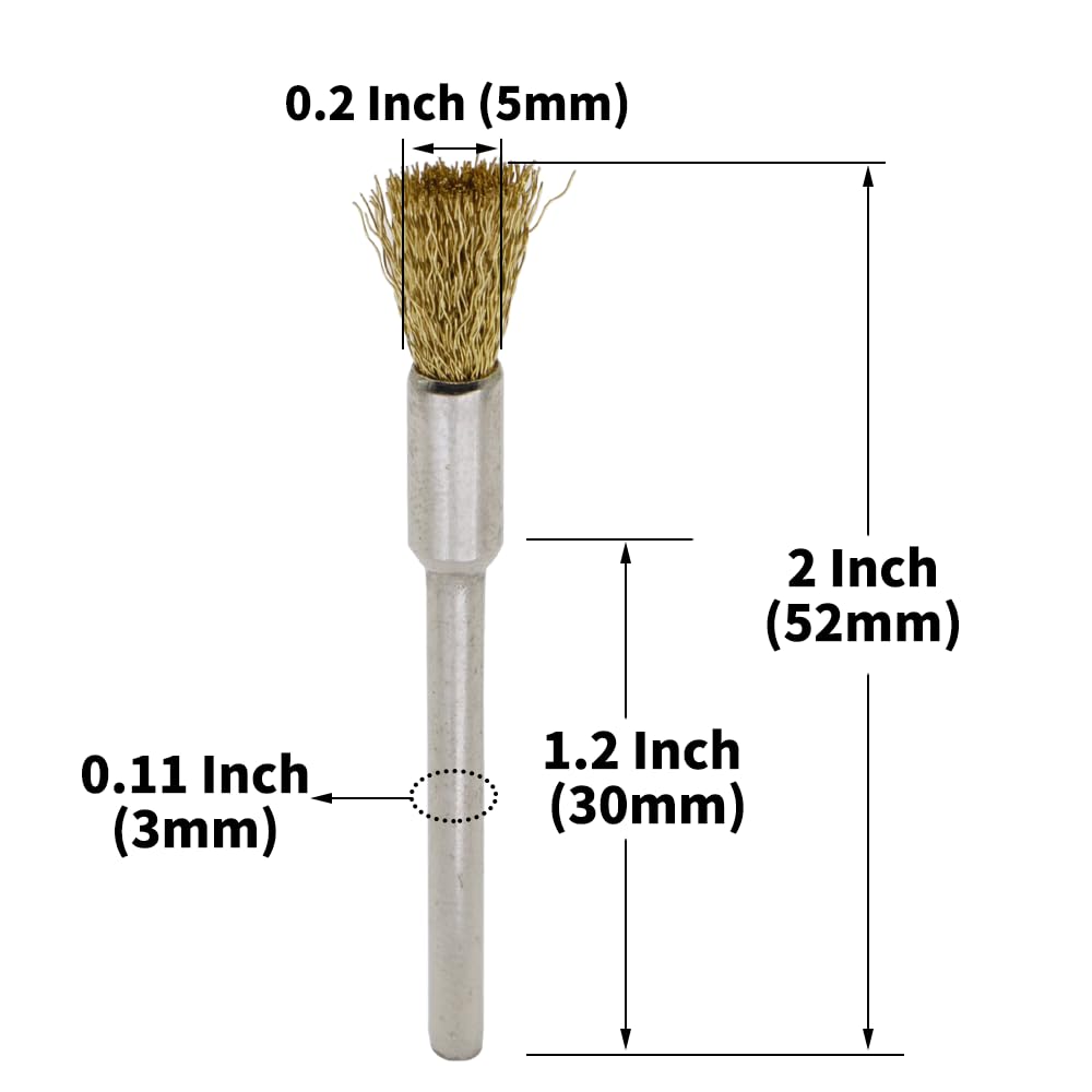 36-Piece Wire Brush Set - Metal Rust Removal, Polishing, Cleaning - Shaft 1/8″ (3mm) - Removes Burrs, Dust, and Oxide Layer - Handles Rough Surfaces - Designed for Industrial and DIY Enthusiasts