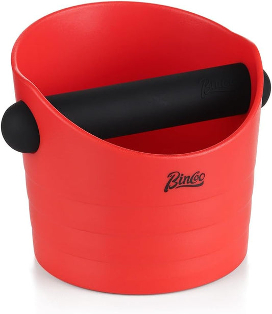 Bincoo Mini Coffee Knock Box 4.5 Inch - Espresso Accessories for Coffee Grounds Container - Multifunctional, Suitable for Home & Bar.(Red)