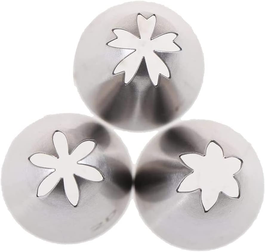 Icing Piping Tip Set,3 Large Decorating Tips Stainless Steel,DIY Cream Rose Flower Piping Tips,Cupcake Pastry Tips for Cake Decorating(1M 2D 2F)