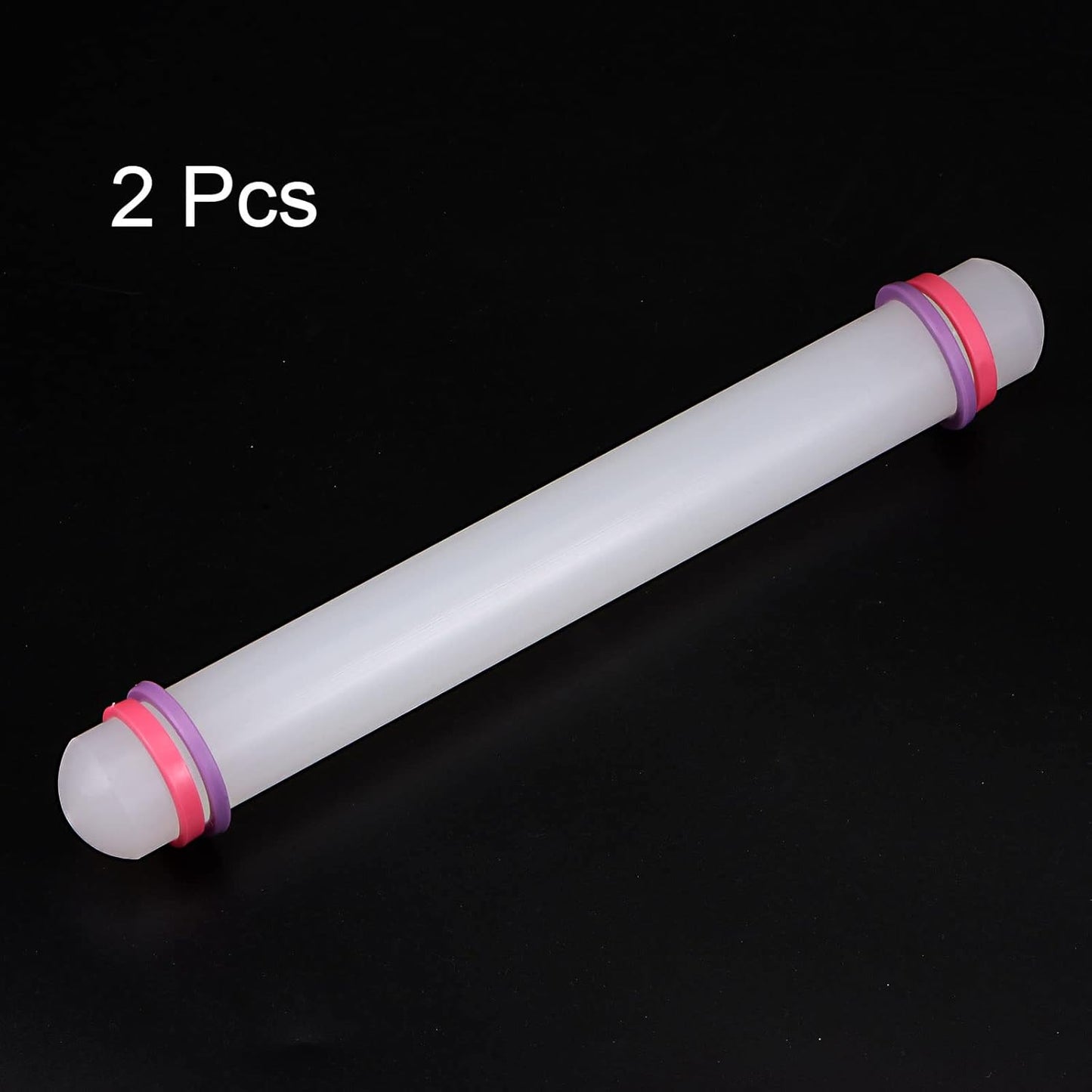 HARFINGTON 2pcs Fondant Rolling Pin 9 Inch x 0.98 Inch Adjustable Guide Rings Non-Stick PP Plastic Fondant Roller Dough Roller Kitchen Decorating Tools for Cookie Pastry Pizza Clay