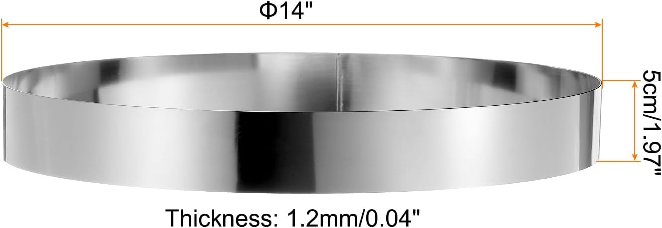 HARFINGTON Round Cake Ring 14 x 2 Inch Seamless Stainless Steel Pastry Mousse Dessert Ring Mirror Coating for Baking Cooking Making Tool