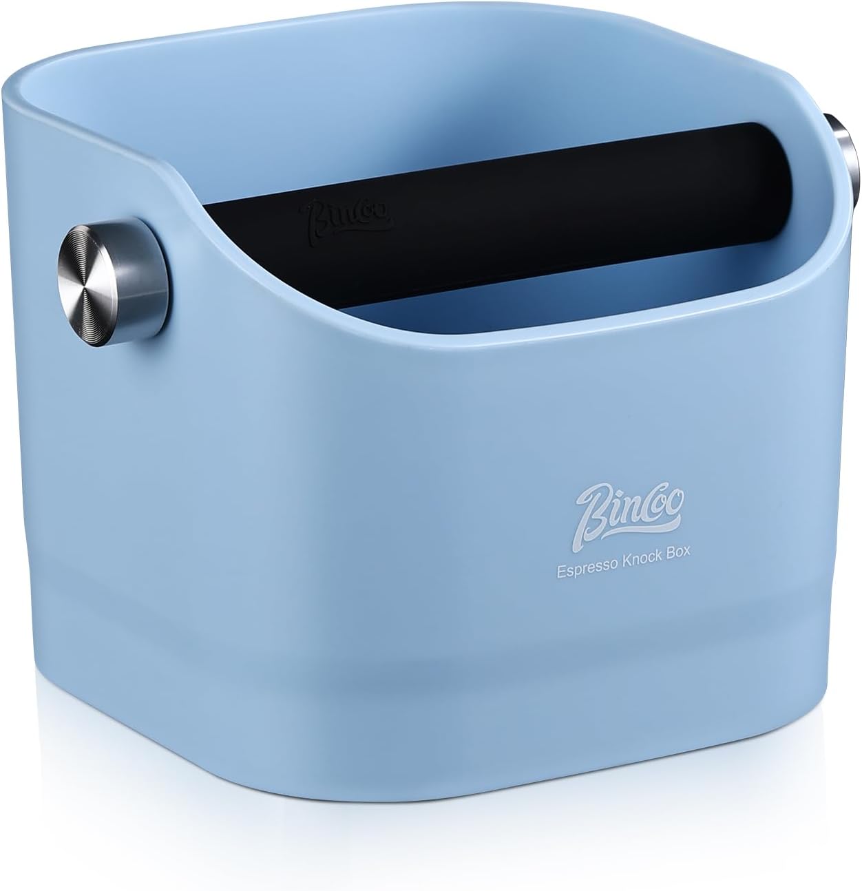 Espresso Knock Box - Bincoo Blue Espresso Machine Knock Box/Espresso Grounds Knock Box, Barista Style Coffee Knock Box for Grounds with Removable Shock-Absorbent Knock Bar and Anti-Slip Base. (Blue)