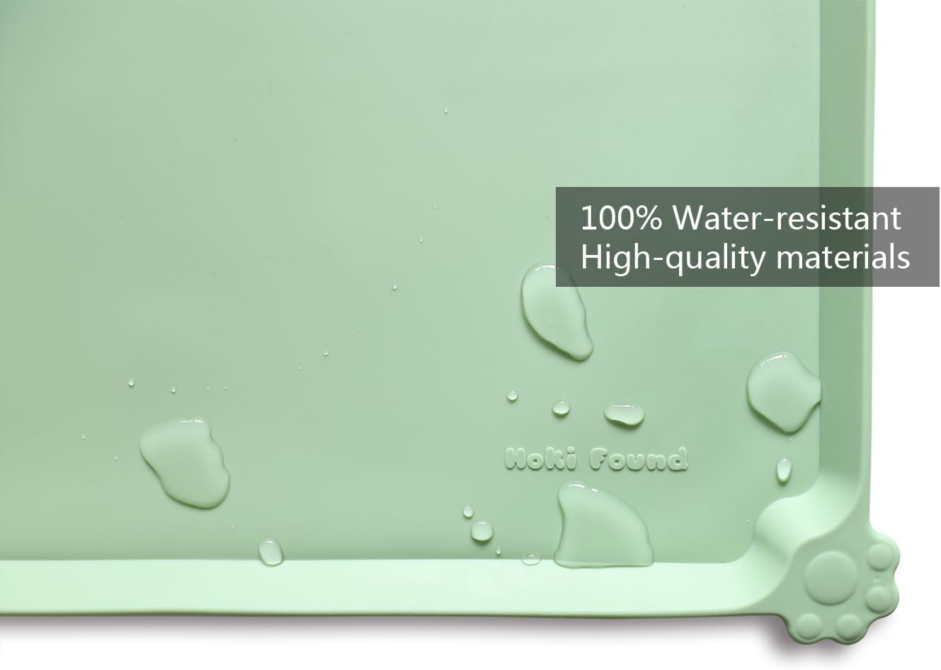 Hoki Found X-Large Silicone Pet Feeding Mats - Non Slip Dog Cat Bowl Mats - Waterproof for Carpet - Jade