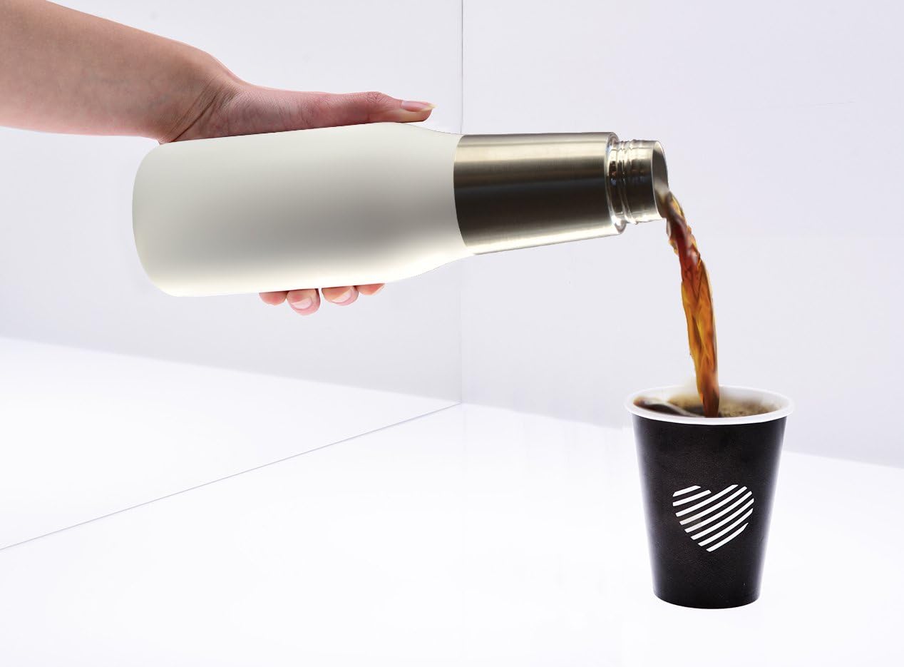 Asobu Oasis 20oz Vacuum Insulated Water Bottle – Reusable Double Walled Stainless Steel Thermos with Spill-Proof Screw Lid – Hot for 12 Hrs, Cold for 24 Hrs – White