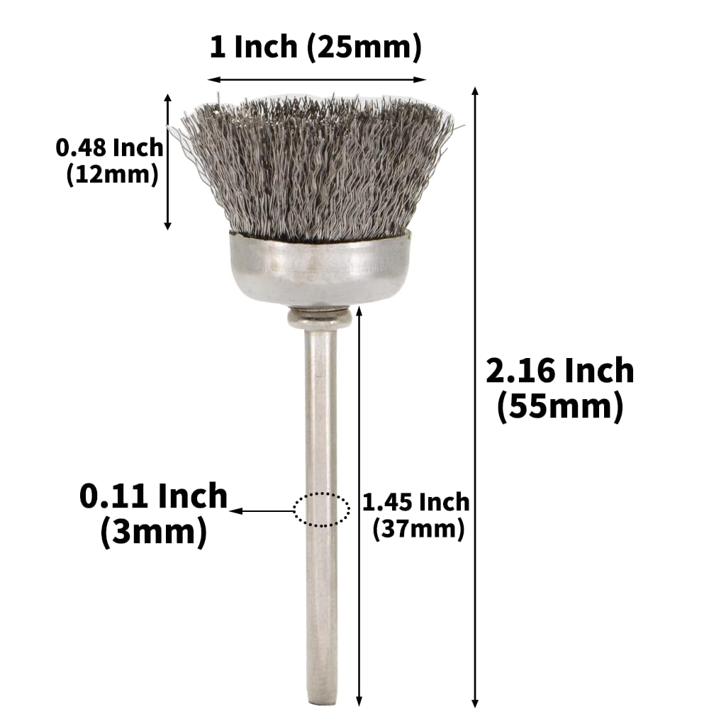 20PCS Wire Brushes - Metal Rust Removal, Polishing, Cleaning - 25mm Diameter, 3mm Shaft - Removes Burrs, Dust, and Oxide Layer - Handles Rough Surfaces - Designed for Industrial and DIY Enthusiasts
