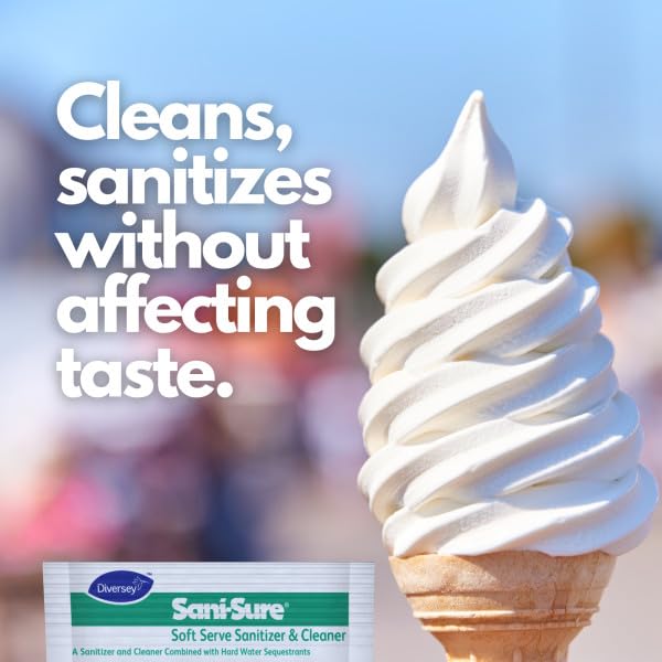 Diversey 90234 Sani-Sure Soft Serve Sanitizer & Cleaner, for Shake, Slush, Yogurt Machines & Food Service Equipment, Powder, 1-Ounce Packet