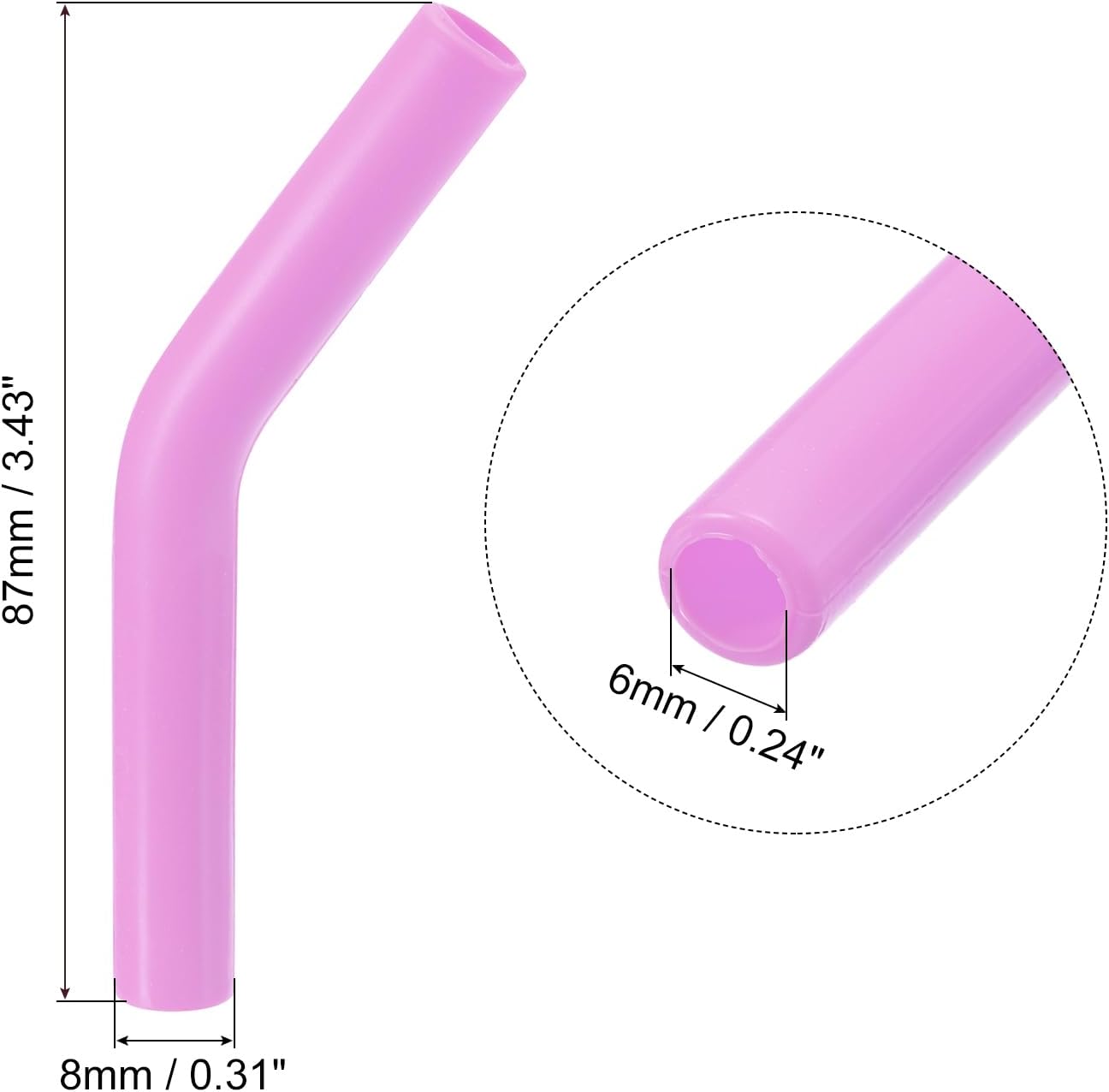 uxcell 12pcs Silicone Straw Tips, Silicone Straw Elbows Tip, Soft Reusable Metal Straw Covers Fit for 6mm/0.24" OD Stainless Steel Straws, Light Purple