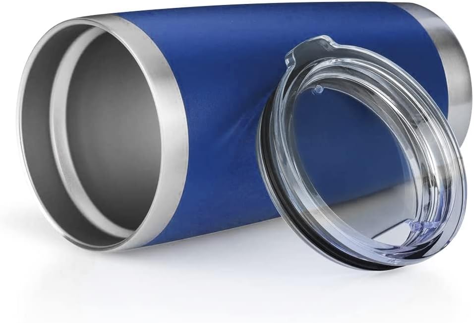 20oz Tumbler Stainless Steel Vacuum Insulated Mug with Lid, Double Wall Travel Mug, Durable Powder Coated Coffee Cup, Suitable for Ice Drinks and Hot Beverage (New Blue 12 pack)