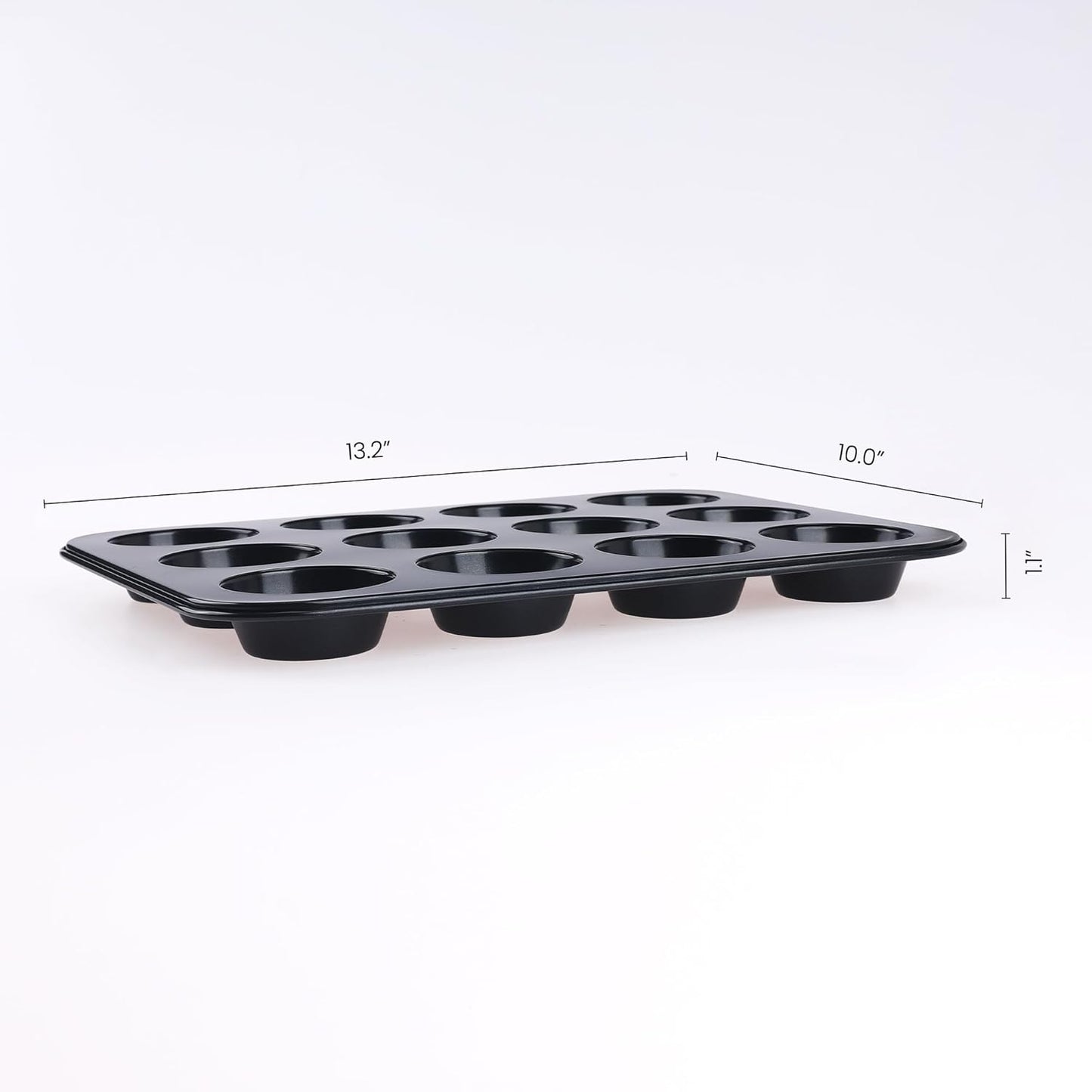 Muffin-Pan for Baking, Nonstick Cake Pan 12 Cups, 3 Pack Cup Premium Cheesecake Pans, Cupcake Baking Pan for Oven 13.2 * 10 * 1.1in Black