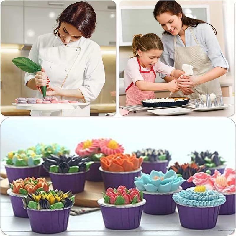 6 Pcs Leaf Piping Icing Nozzle, Cake Decorating Tube Tips Set, Leaves Stainless Steel Icing Piping Nozzles for Pastry Fondant DIy Baking Tools with Cleaning Brush (Leaf)