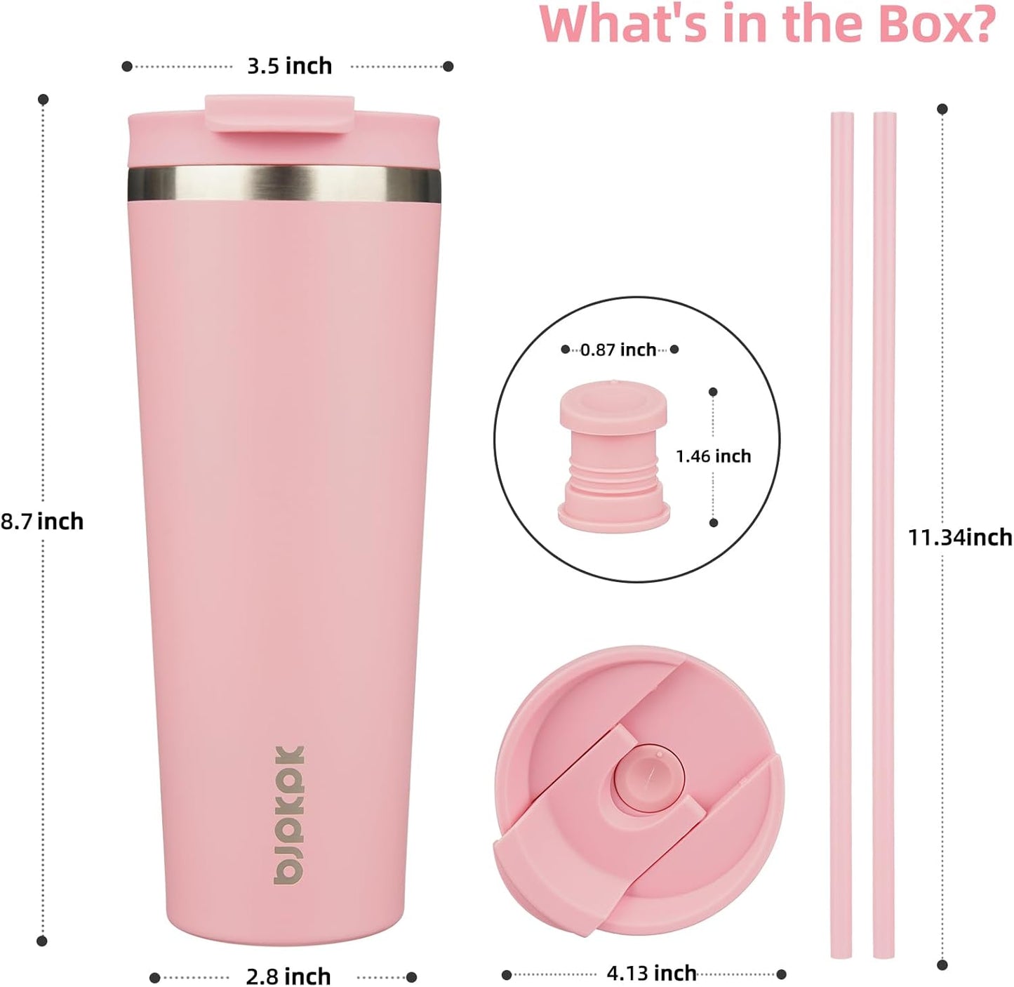 BJPKPK 26oz Tumbler With lid And Straw Stainless Steel Travel Coffee Mug Insulated Tumblers Cups,Light Pink