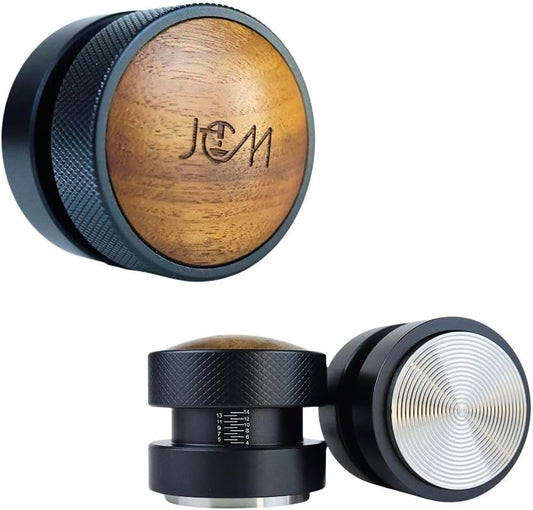 53mm Espresso Tamper, Tamping Tool, Aluminum Alloy, Stainless Steel with Premium Walnut Wood Cap Gravitational Force, Adjustable Height for 54mm Portafilters, Espresso Coffee Accessories