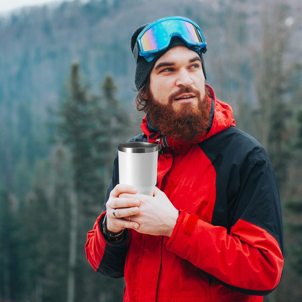 HASLE OUTFITTERS 30oz Stainless Steel Tumbler, Double Wall Vacuum Insulated Travel Mug Tumbler, Durable Insulated Coffee Mug, Gift Box Set (White, 4)