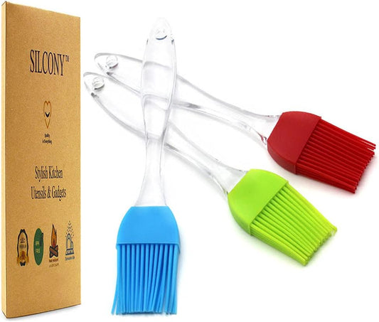 7" Silicone Basting Pastry Brush - Perfect for Oil Butter Spread, Marinades, Baste, BBQ, Grill, Cooking - BPA Free, Food Grade Material, Dishwasher Safe (3, 7 Inches)