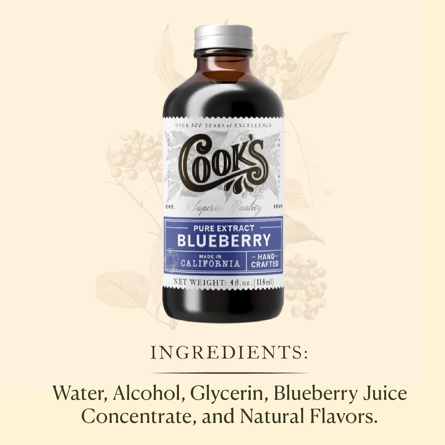 Cook's, Blueberry Extract for Baking, Pies, Jam, Jellies, Candies, Syrup, 32 oz