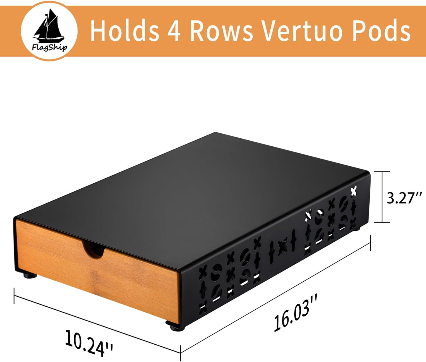 Flagship Vertuo Pod Holder Coffee Storage for Nespresso - Black Metal Fits All Size Vertuo Pods