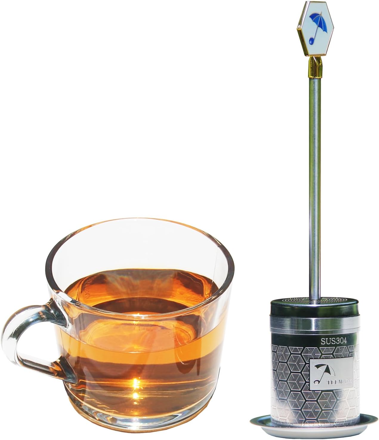 Tea Filter-Upgraded Extremely Extra Fine Mesh Filter 304 Stainless Steel Premium Reusable Loose Leaf Tea Strainer Infuser with Drip Tray (Small)