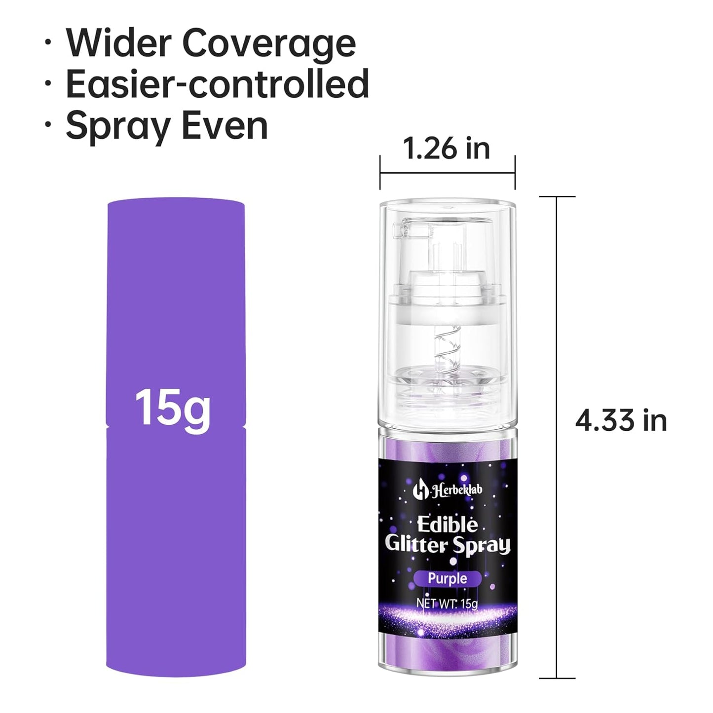 Purple Edible Glitter Spray - 15g Edible Purple Glitter for Cakes Food Grade Shimmer Powder Cake Spray for Cookie Decorating Chocolate Strawberry