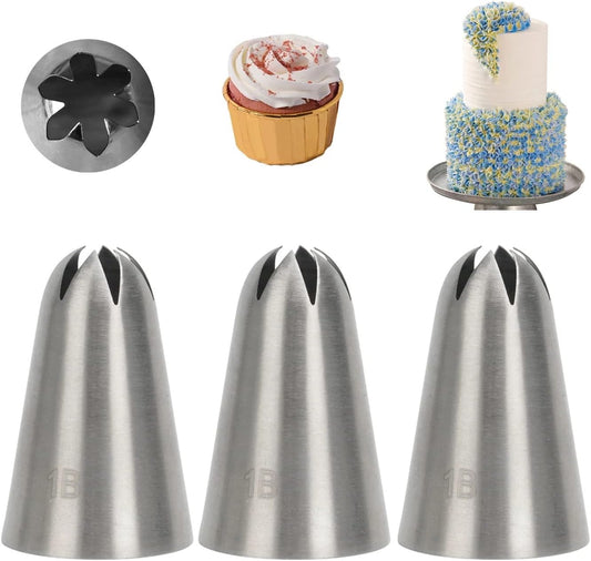 1B Piping Tip,Extra Large Drop Flower Tip 1B,1B Frosting Tip for Cake Decorating,3 Pcs
