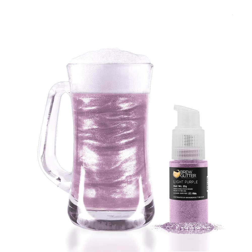 Light Purple BREW GLITTER Edible Glitter For Drinks, Cocktails, Beer, Garnish Glitter & Beverages | KOSHER & HALAL Certified | 100% Edible & Food Grade | Vegan, Gluten, Nut Free (25g Spray Pump, Light Purple)