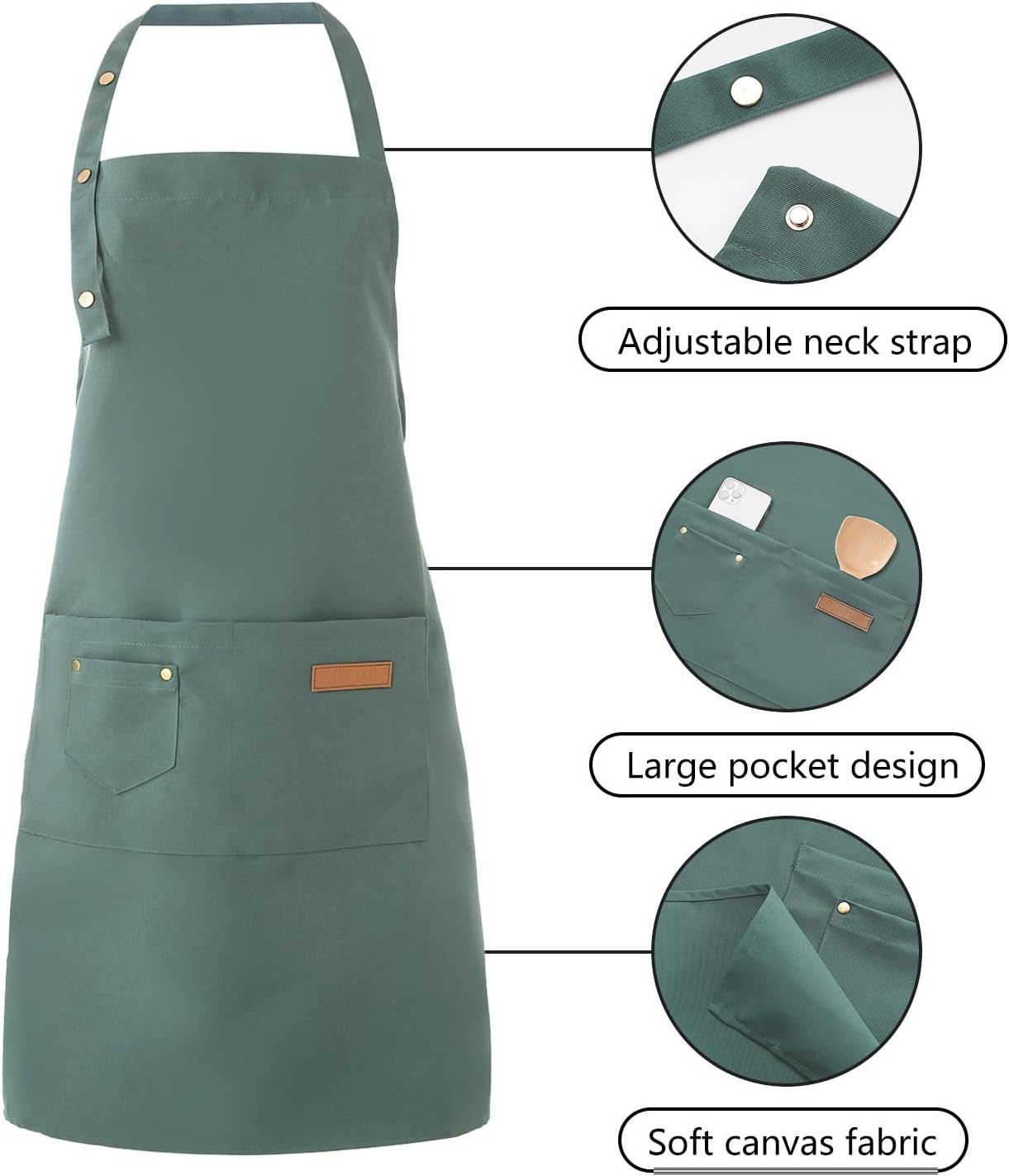 Tosewever Art Aprons for Women Painting Pottery Baking, Mens Buckle Straps Kitchen Apron with Pockets for Chef Cooking