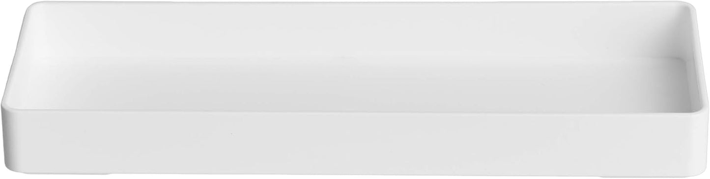 Amazon Basics Rectangular Plastic Desk Organizer, Half Accessory Tray, 9.4" x 3.3" x 1", White