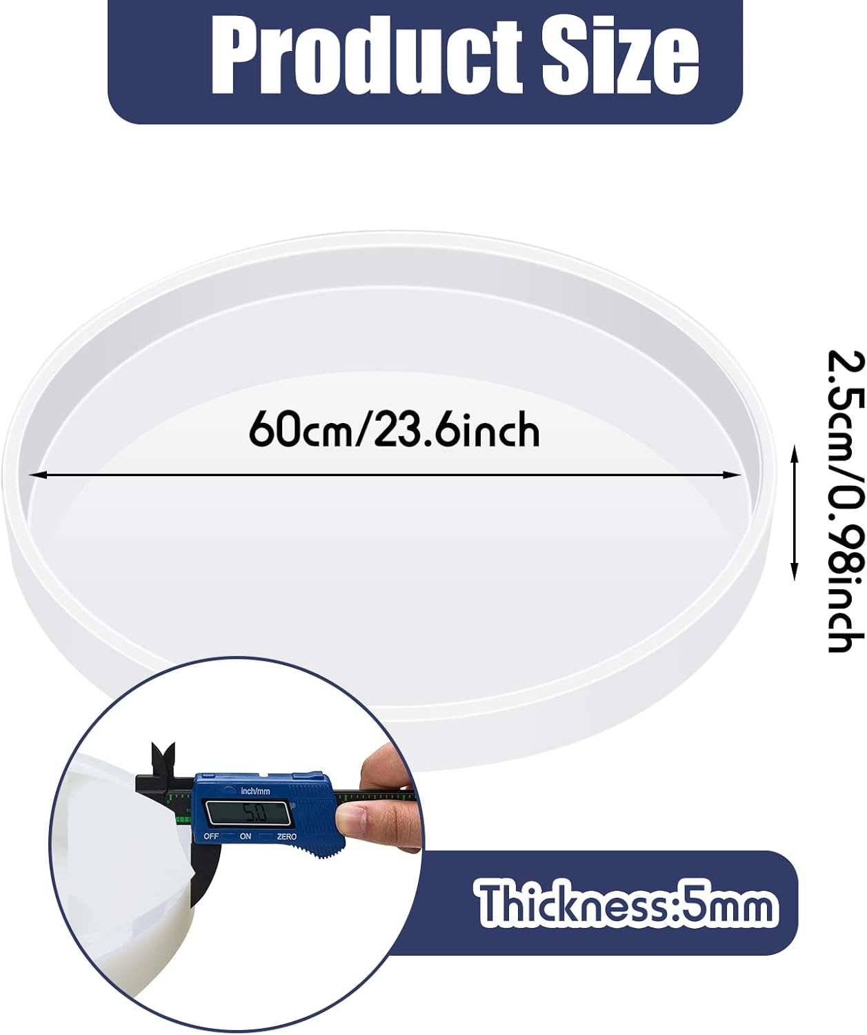 Extra Large Resin Table Mold Large Charcuterie Board Tray Resin Mold Round Silicone Epoxy Table Mold for Table, Charcuterie Board, Cutting Board, DIY Home Decoration (23.62 x 23.62 x 0.98 Inches)