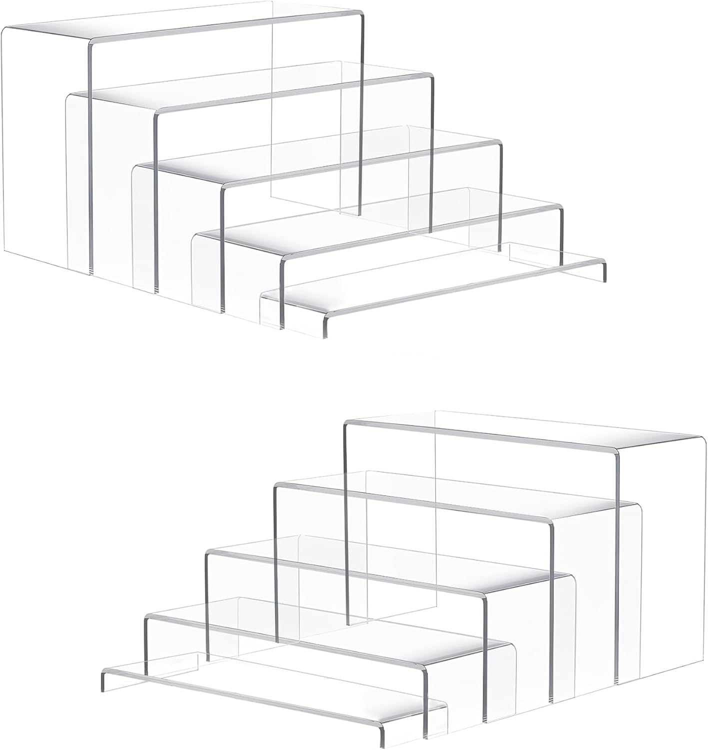 Goabroa 2 Sets 10 Pcs Acrylic Display Risers, Clear Rectangular (7"-8"-9" L) Risers Display Stands, Acrylic Stands for Jewelry, Cupcake, Perfume, Figures