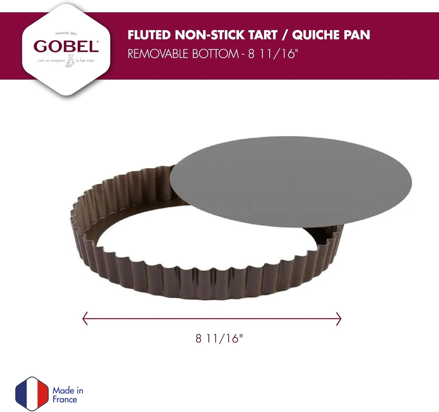 Paderno World Cuisine 8.625 Inch Fluted Non-Stick Tart Pan with Removable Bottom