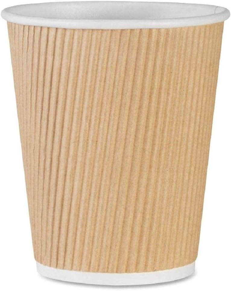NYHI Set of 150 Ripple Insulated Kraft 12 oz Paper Cups Coffee Tea Hot Cups Recyclable 3 Layer Rippled Wall For Better Insulation Perfect for Cappuccino Hot Coco or Iced Drinks